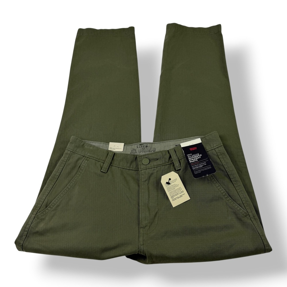 Levis Mens XX Chino Authentic Straight Pants Olive Green 29x30 NWT A5753-0012